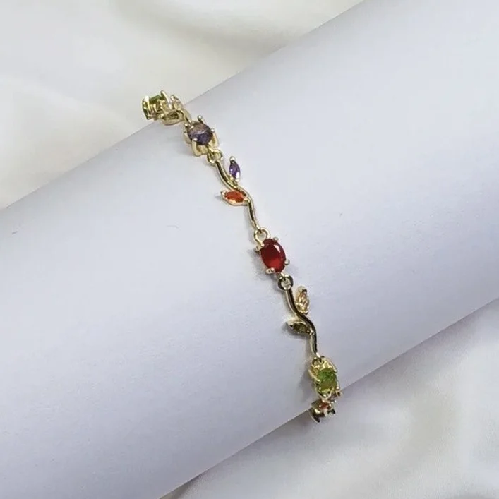 Trendy multicolor tulip bracelet by Glimzzy – elegant artificial jewellery bracelet with colorful floral design